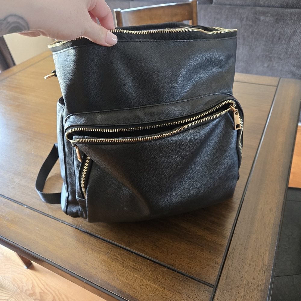Black Leather Backpack